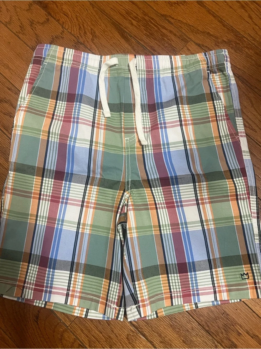 crown & ivy Kids Plaid Shorts in Green, Orange, Blue